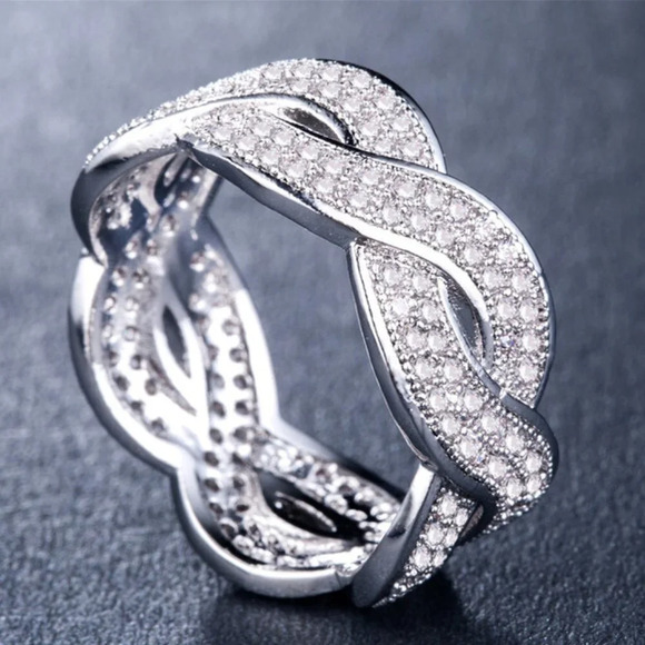 🎁Wave Crystal Zircon Romantic Iced Out Silver Plated Diamond UNVN12359 - Picture 1 of 3